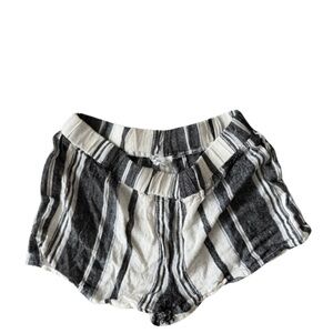 Black and White Mid Waist Striped Shorts